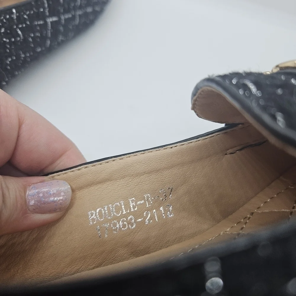 Patrizia black boucle chain loafers EU 37 US 6.5-7